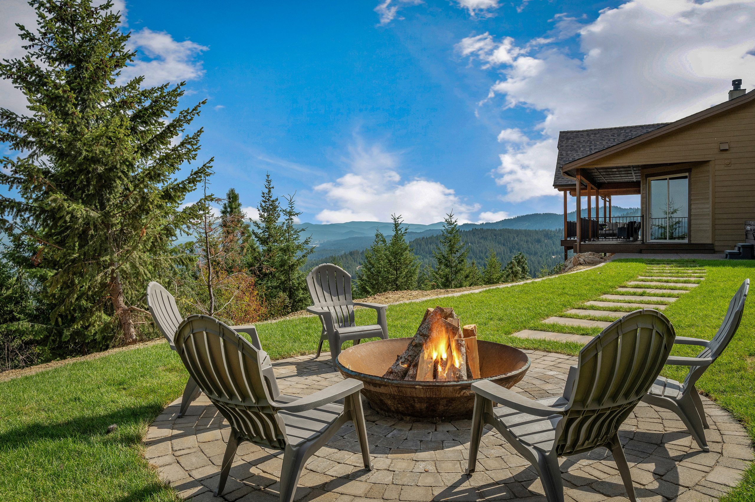 outdoor furniture on a well-manicured lawn