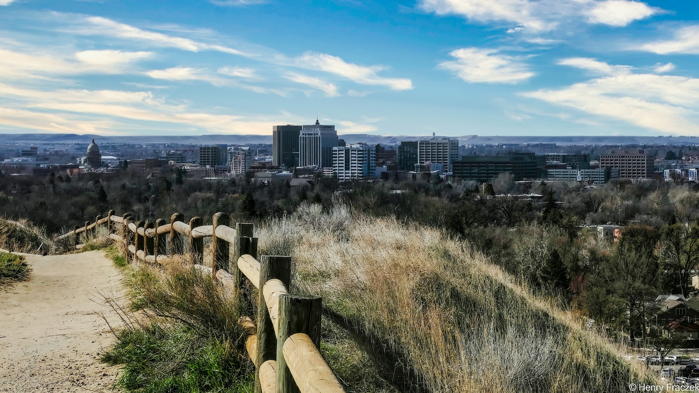 widescreen photo of Boise from high
